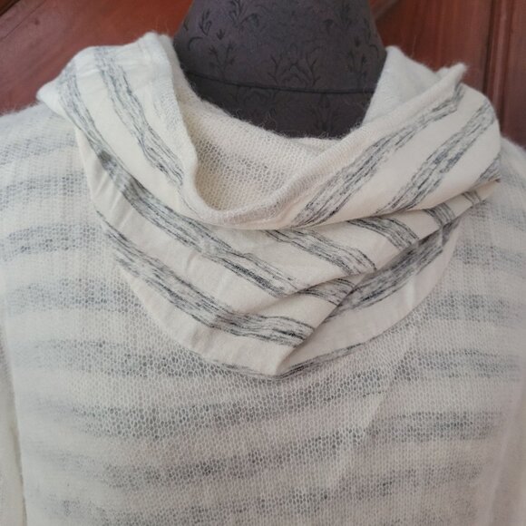Anthropologie Moth Womens Striped Cowl Neck Sweater S Wool & Polyamide Blend Whi - Picture 2 of 7